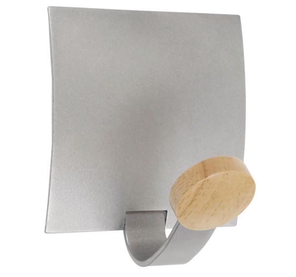 Patère magnétique 1 accroche Bois Gris métal