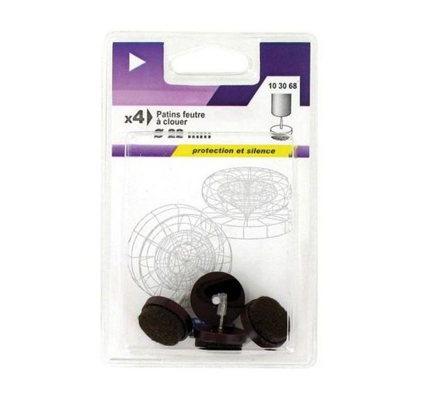 Patin feutre à clouer marron - Lot de 20