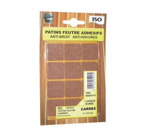 Patin feutre adhésif carré - Marron - Iso