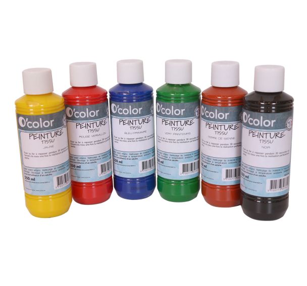 Peinture tissu - Coffret carton 6x250 ml