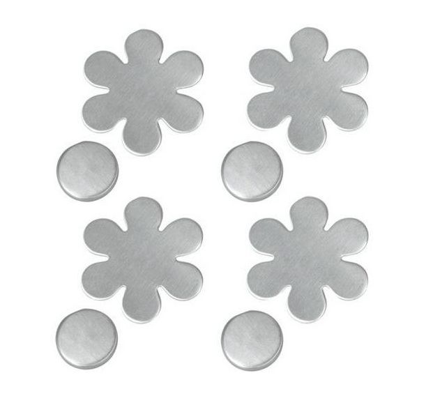 Pendeloque aimantée inox forme fleur et feuille - Lot de 4