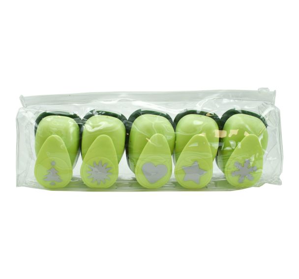 Perforateur emporte-pièces 5 motifs - fête : étoile, cœur, flocon de neige, sapin, soleil