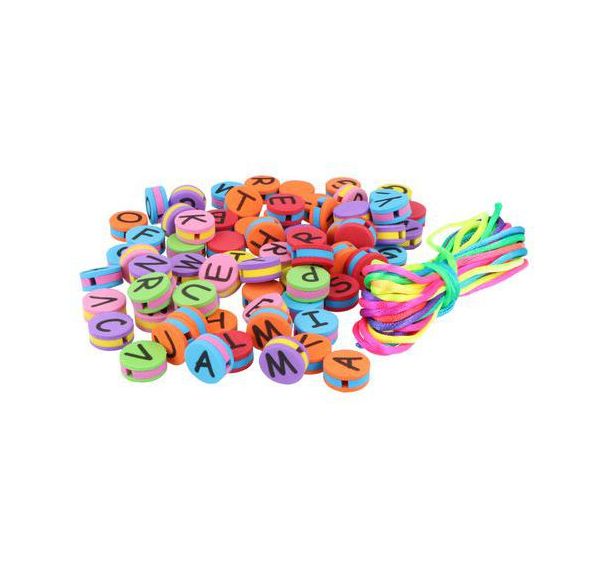 Perles en mousse EVA lettres multicolore x500 + lacet