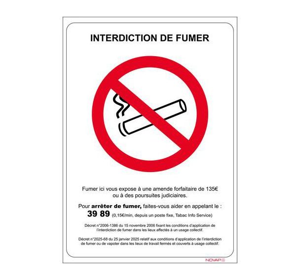 Pictogramme Interdiction de fumer rigide - A4