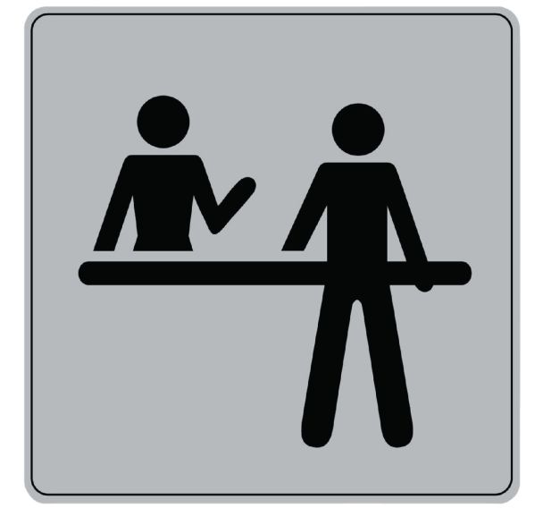 Pictogramme iso 7001 symbole reception 90x90 mm