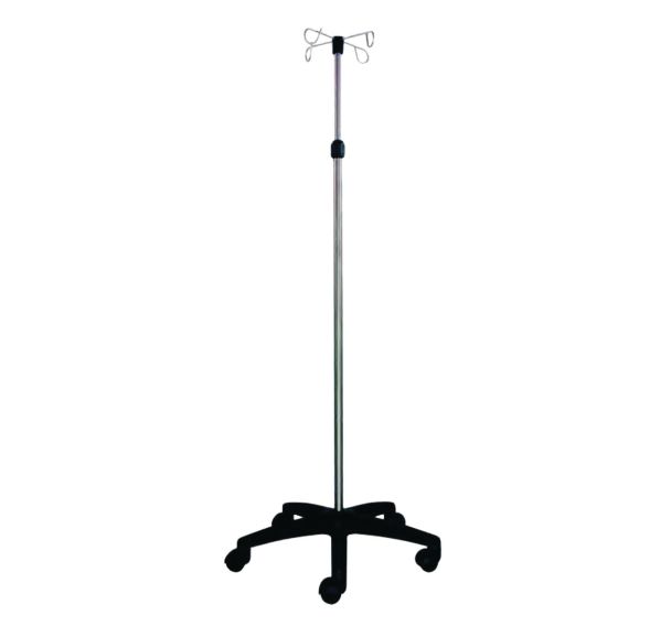 Pied à sérum inox base plastique 2 et 4 crochets inox