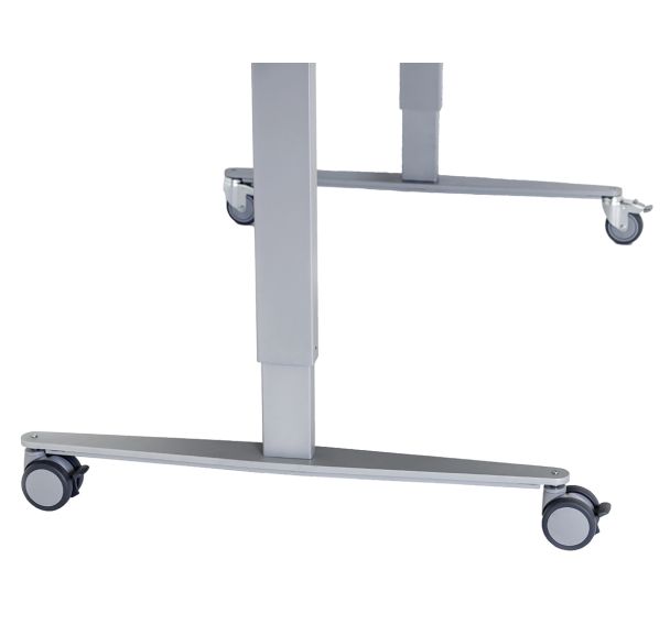 Piètement roulettes doubles freinées hauteur + 8 cm pour Table Ergotable 2
