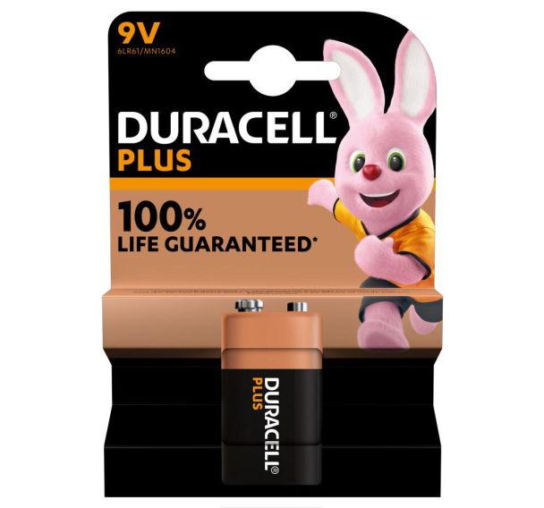 Pile alcaline 9V x1 DURACELL 100%plus