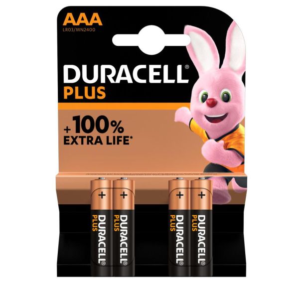Pile alcaline AAA/LR03 x4 DURACELL 100%PLUS