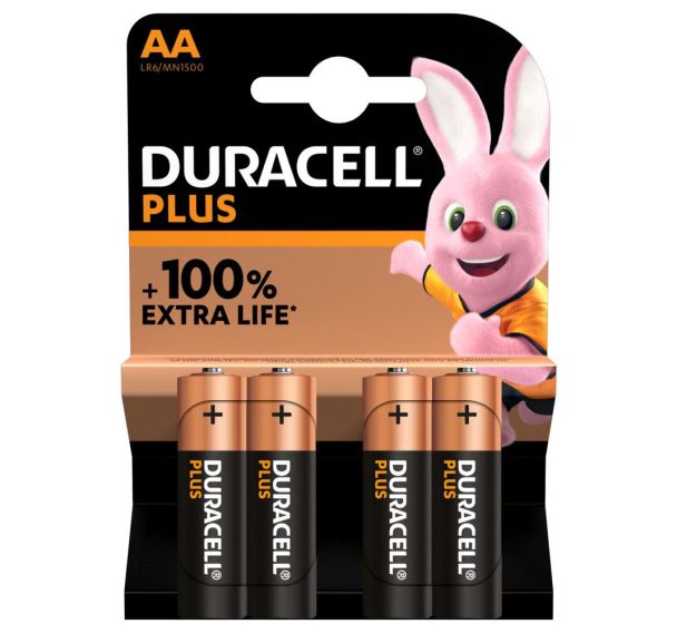 Pile alcaline AA/LR6 x4 DURACELL 100%PLUS