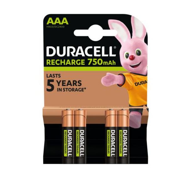 Pile rechargeable 750mAh AAA - Pack de 4 - Duracell
