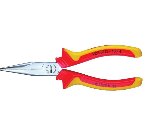 Pince à bec demi-rond long droit VDE 8132H - Gedore