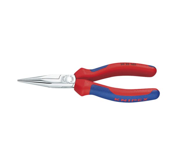 Pince à becs longs chromée avec gaines bi-matière 140 mm 30 25 140