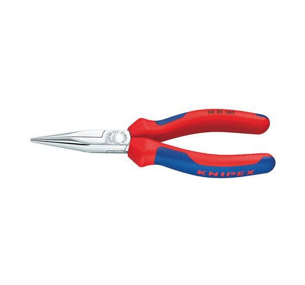 Pince à becs longs chromée avec gaines bi-matière 160 mm 30 25 160