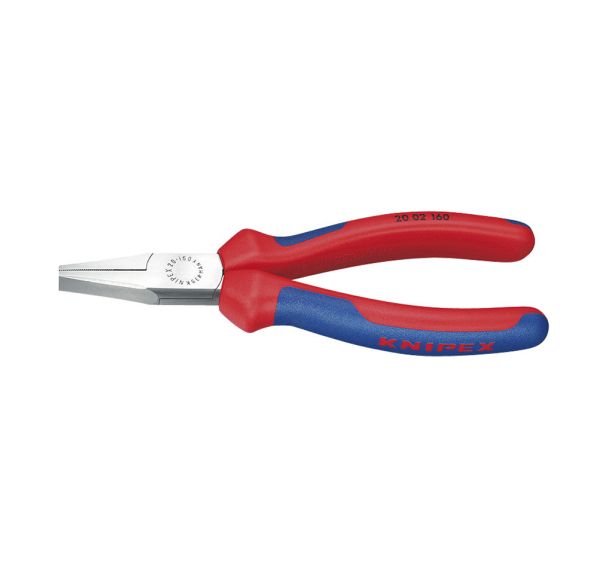 Pince à becs plats noire atramentisée avec gaines bi-matière 160 mm