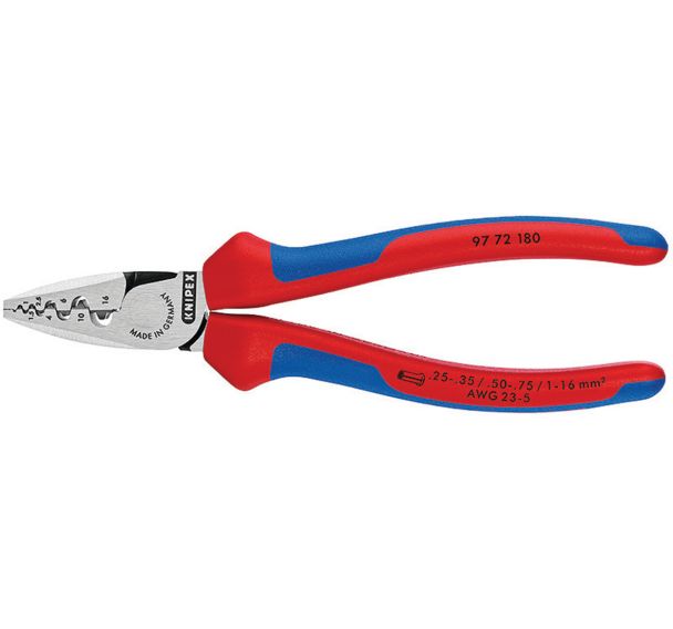 Pince à sertir pour embouts de câble avec gaines bi-matière 180 mm _ 97 72 180