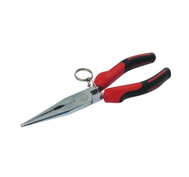 Pince bec 1/2 r. dr. bimat. ressort 200 avec clip inox fme