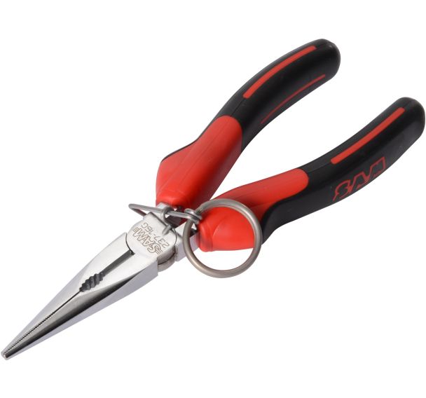Pince bec demi rond droit bimat 160 mm avec clip inox FME