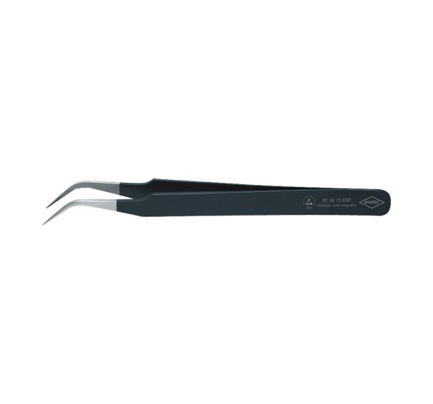 Pince brucelles antistatique Knipex - Coudée - Type de bec : Coudé 45
