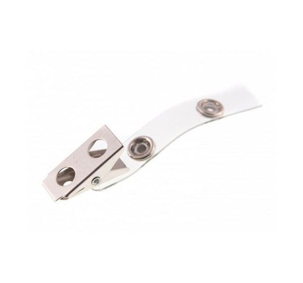 Pince crocodile métal avec lanière transparente