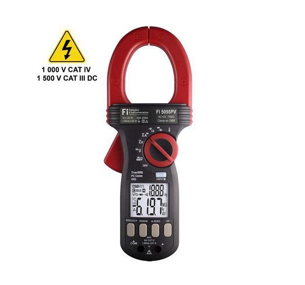 Pince multimètre TRMS AC+DC avec cordons FIDL1-PV1500V