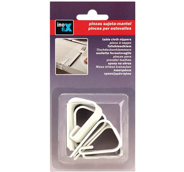 Pince nappe plastique blanc par 4 en blister