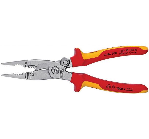 Pince pour installations électriques chromée 200 mm _ 13 96 200 SB