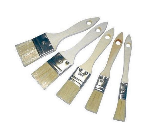 Pinceaux plat manche bois - lot de 5 assortis