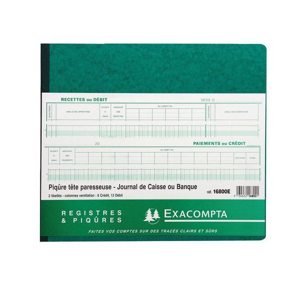 Piqûre journal de caisse ou banque à tête paresseuse 27x32cm
