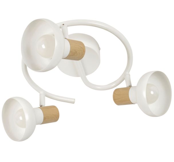 Plafonnier 3 lumières met effet bois Alvar blanc Corep