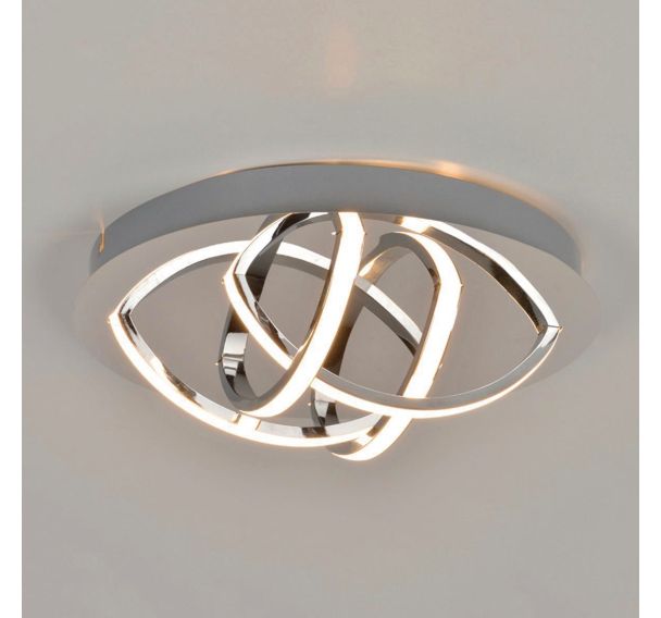 Plafonnier base ronde en métal Dorian chrome