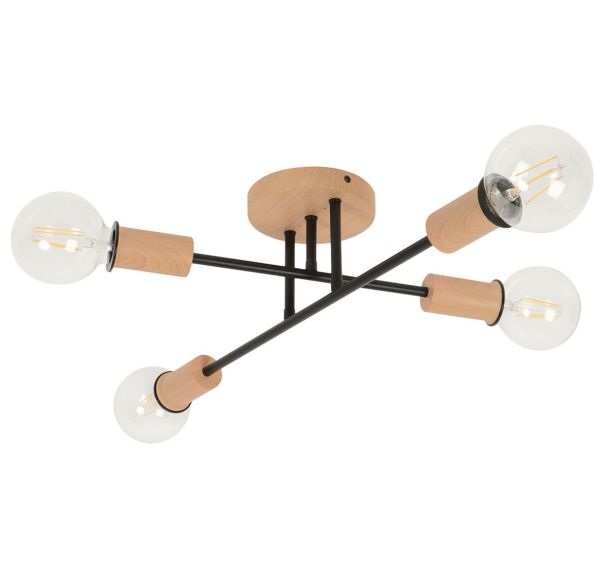 Plafonnier bois BERKLEY H10 cm noir mat/naturel Corep