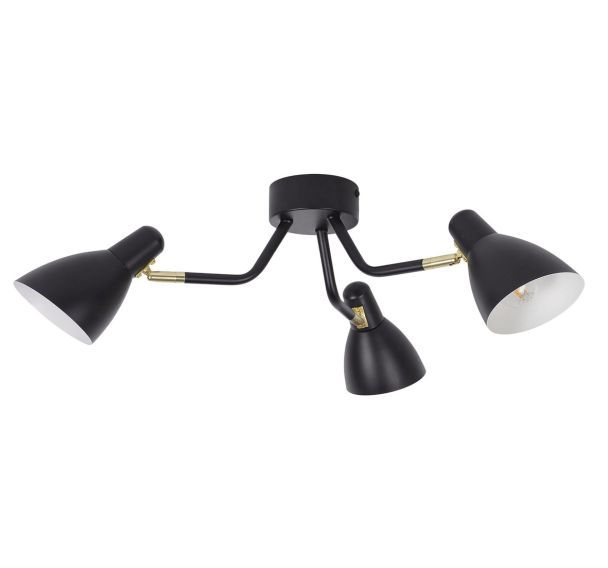 Plafonnier métal MARCEL 3L H19 cm noir mat/laiton Corep