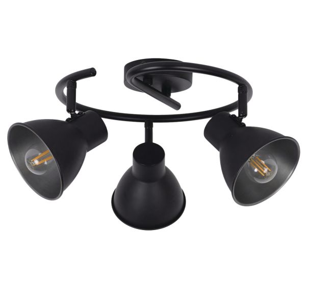 Plafonnier métal mat DOCK 3 lumières ØD40 cm noir mat Corep