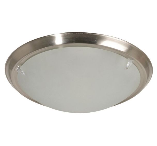 Plafonnier rond en verre dépoli Ugo alu brossé