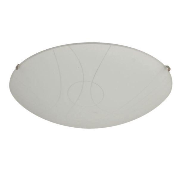 Plafonnier rond en verre dépoli décor Nella lignes blanc
