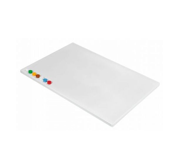 Planche à découper avec pastilles - HACCP - Blanche
