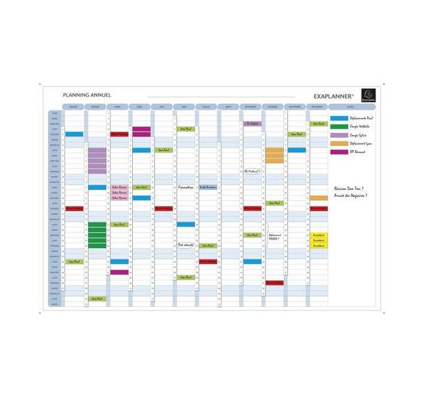 Planning magnétique annuel - textes en français