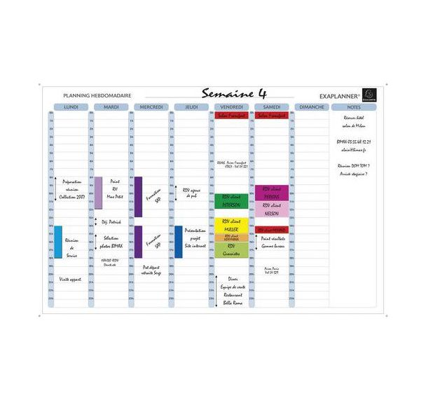 Planning magnétique hebdomadaire - textes en français