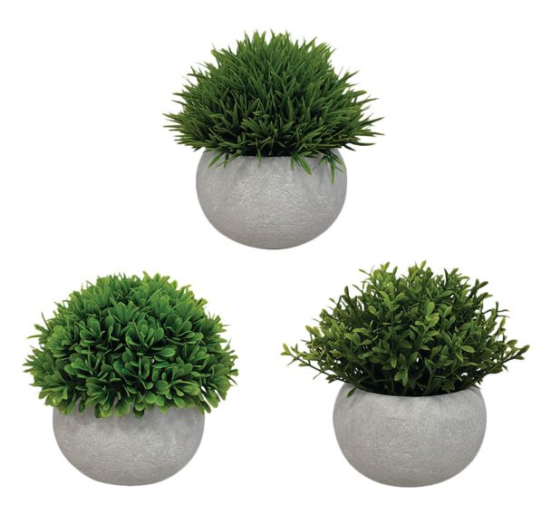 Plantes artificielles pot effet béton Gris