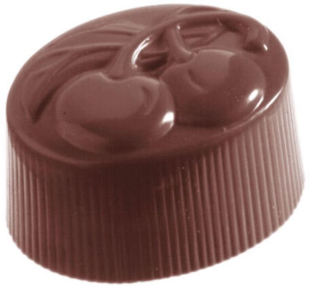 Plaque chocolat de 24 empreintes ovales décor cerise - Matfer