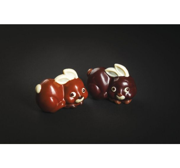 Plaque chocolat deux empreintes pour petit lapin - 100x75 mm