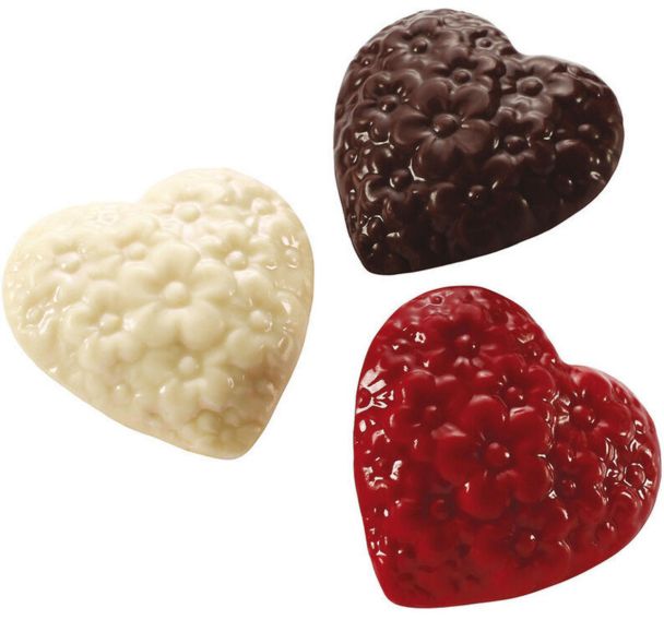 Plaque chocolat pour 8 coeurs en fleur