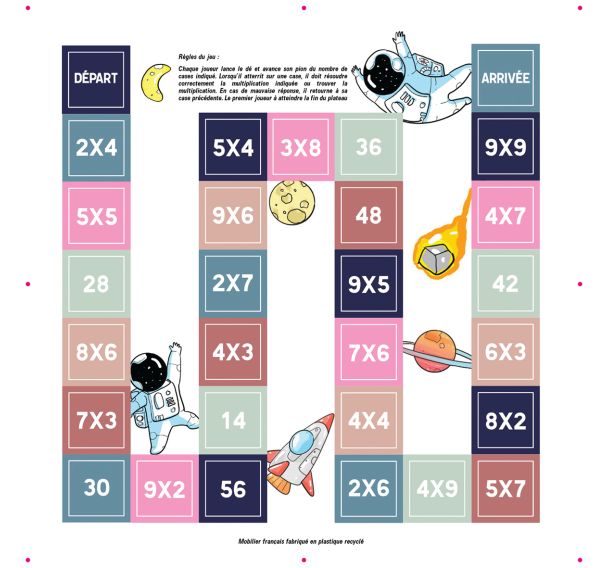 Plaque de jeux mathématiques sur aludibon pour table Pim-pom