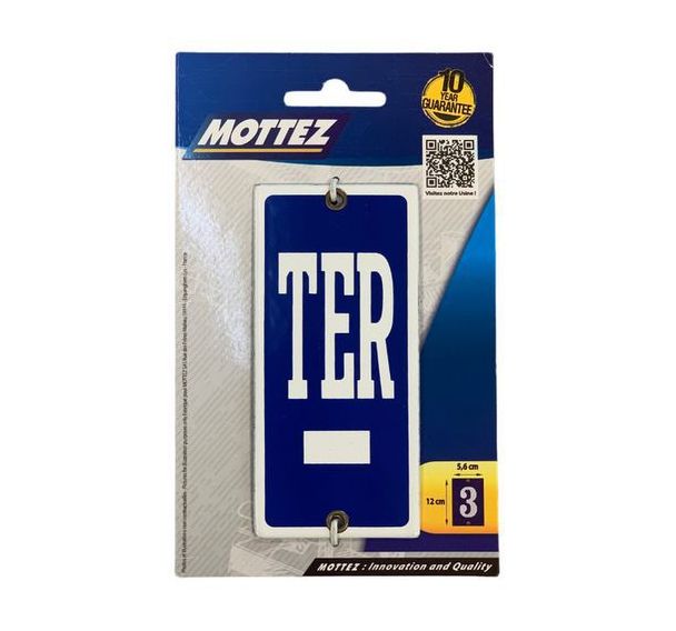 Plaque de numéro de rue en émaille - TER - Mottez