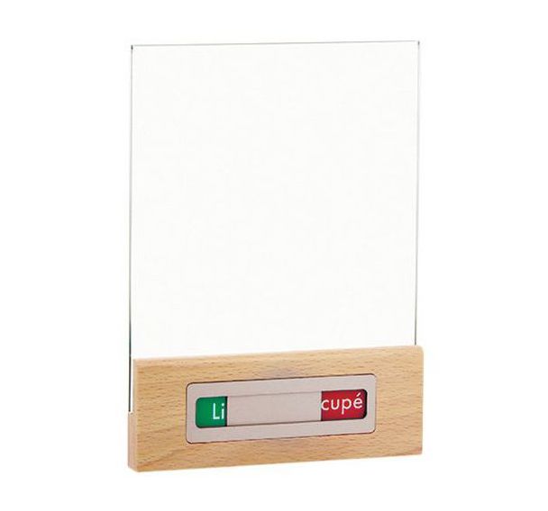 Plaque de porte Natura bois libre/occupé avec texte