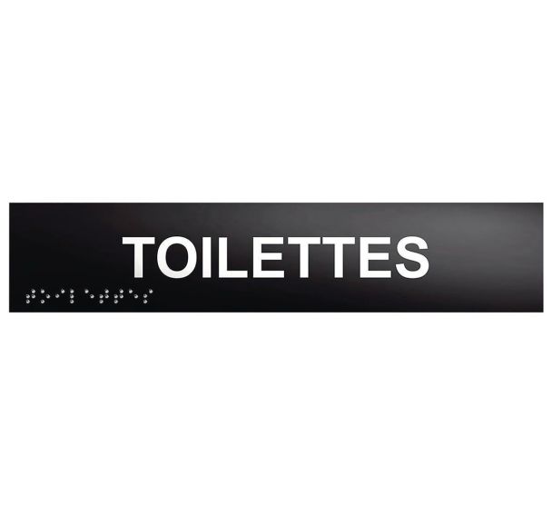 Plaque de porte en braille et en relief WC