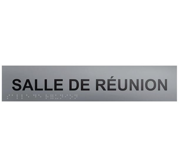 Plaque de porte en braille et en relief salle de réunion - 25 x 5cm plaque alu