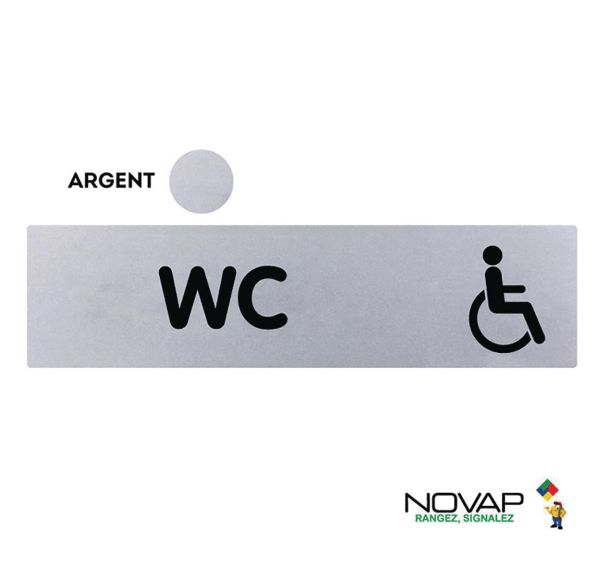 Plaque de porte plexiglas - WC handicapés - Or/argent - Novap