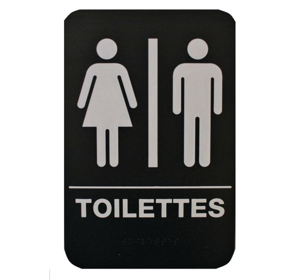 Plaque de signalisation Toilettes H/F - PVC rigide - Noir